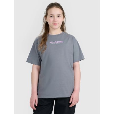 T-shirt oversize z nadrukiem dziewczęcy 4F 4FJWAW25TTSHF2387-23S