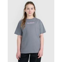 T-shirt oversize z nadrukiem dziewczęcy 4F 4FJWAW25TTSHF2387-23S