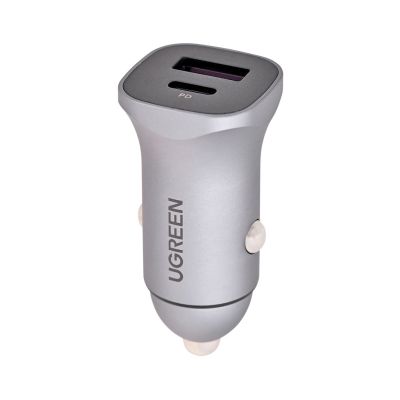 Ugreen ładowarka samochodowa USB Typ C / USB 24W Power Delivery Quick Charge szary (30780)