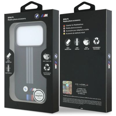 8. Etui BMW M Quadrille Kevlar Anthracite & Tricolor Print Lines MagSafe na iPhone 17 Pro / 18 Pro - czarne