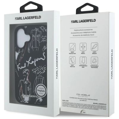 8. Etui Karl Lagerfeld Grained Pattern & Logo MagSafe na iPhone 16 - czarne