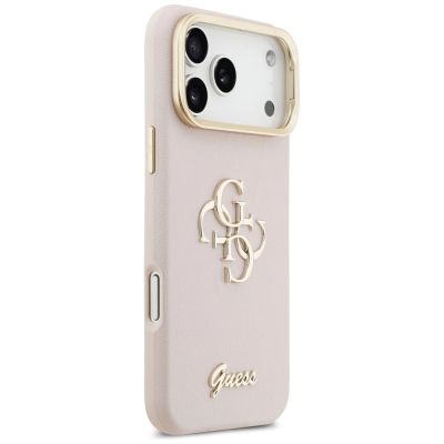 4. Etui Guess Grained Big 4G & Stand Camera na iPhone 17 Pro Max - różowe