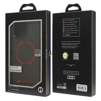 7. Etui Audi Carbon Fiber Sport Red Circle MagSafe na iPhone 16 Pro Max 6.9" - czarne