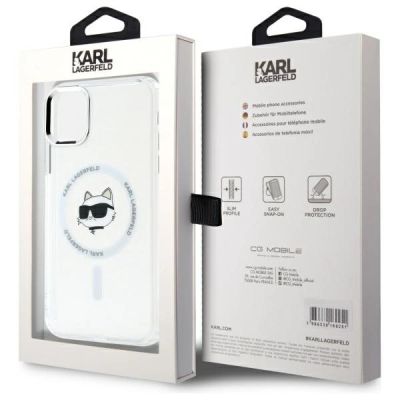 8. Etui Karl Lagerfeld IML Metal Choupette Head MagSafe na iPhone 11 - białe