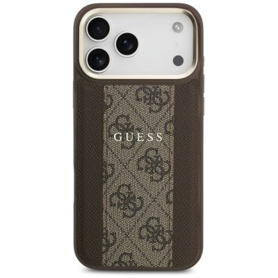 3. Etui Guess 4G Stripe MagSafe na iPhone 17 Pro Max - brązowe
