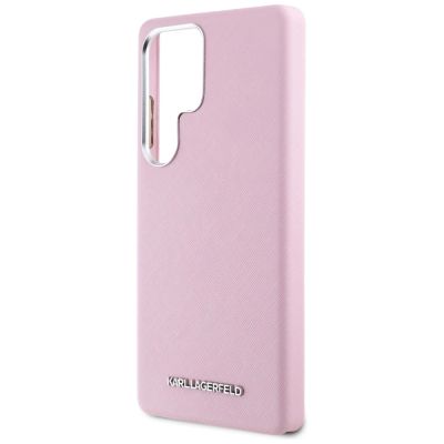 6. Etui Karl Lagerfeld Saffiano Full Wrapped Elongated Metal Logo MagSafe na Samsung Galaxy S25 Ultra - różowe