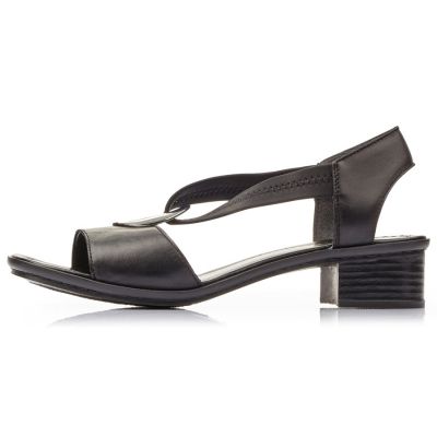 19. Sandały skórzane damskie na gumki czarne Rieker 62662