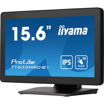 5. Monitor IIYAMA T1633MSC-B1 15.6inch PCAP Full HD Bezel Free Front 10P Touch 385cd/m2 HDMI DP USB Interface HUB 2x2.0 Speakers