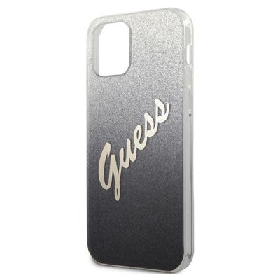 6. Etui Guess Glitter Gradient Script na iPhone 12 / iPhone 12 Pro - czarne