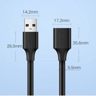 6. Ugreen kabel przedłużacz przejściówka USB 3.0 (żeński)-USB 3.0 (męski) 2m US129 (czarny)