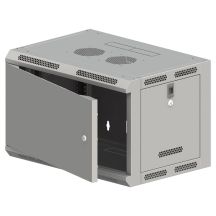 Szafa wisząca 19" 9U 600x500, niedzielona, DRZWI METALOWE jednoskrzydłowe, tył osłona pełna, osłony boczne ruchome perforowane, kolor szary, 4 belki, FLAT PACK ALANTEC