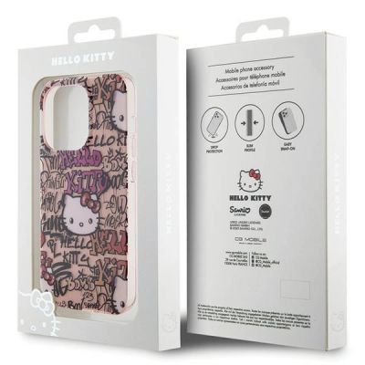 8. Etui Hello Kitty IML Tags Graffiti na iPhone 15 Pro - różowe