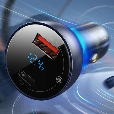 5. Ładowarka samochodowa Baseus Particular 65W USB-A USB-C QC PPS z wyświelaczem cyfrowym - ciemnoszara