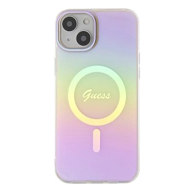 3. Etui Guess IML Iridescent MagSafe do iPhone 15 Plus - różowe