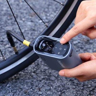 9. Pompka elektryczna Baseus PrimeTrip Series z cyfrowym wyświetlaczem do rowerów - czarna