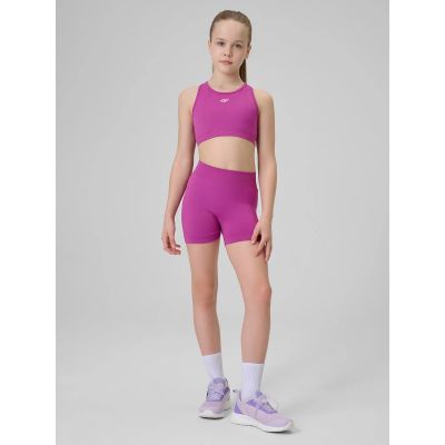 6. Legginsy krótkie sportowe bezszwowe dziewczęce 4F 4FJRSS26TFSTF140-53S