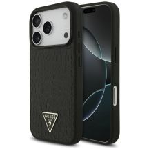 Etui Guess Croco Triangle Logo MagSafe na iPhone 18 Pro Max / 17 Pro Max - czarne