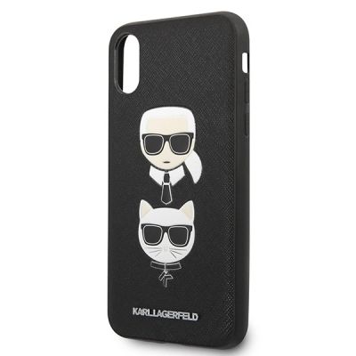 3. Etui Karl Lagerfeld Saffiano Karl&Choupette Head na iPhone XS Max - czarne