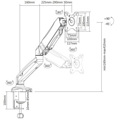 8. Equip 650120 uchwyt / stojak do monitorów 81,3 cm (32") Biurko Czarny