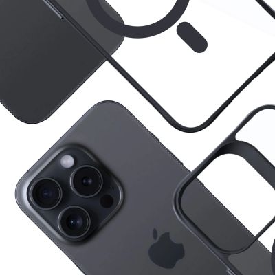 15. Etui 3mk Satin Armor MagCase z MagSafe na iPhone 15 Pro Max - przezroczyste z czarną ramką