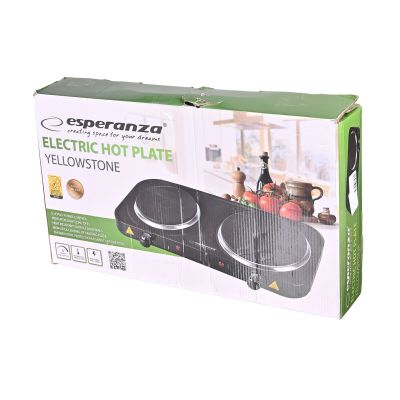 34. ESPERANZA KUCHENKA ELEKTRYCZNA YELLOWSTONE 1500W + 1000W CZARNA EKH014K