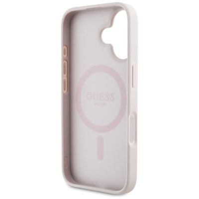 7. Etui Guess 4G Circle Classic Logo MagSafe na iPhone 16 - różowe