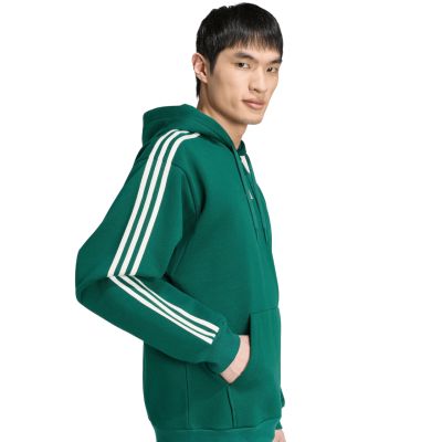 5. Bluza męska adidas Essentials 3-Stripes Fleece Hoodie zielona KZ1413