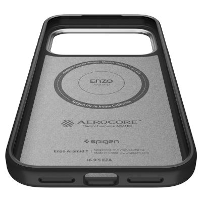 9. Etui Spigen Enzo Aramid "T" MagSafe na iPhone 17 Pro Max - czarno-srebrne
