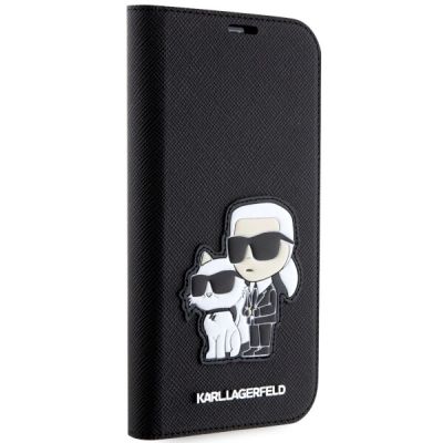 5. Etui Karl Lagerfeld Saffiano Karl&Choupette na iPhone 14 Pro - czarne