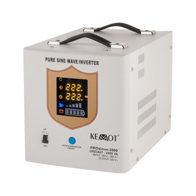 Zasilacz awaryjny KEMOT PROsinus-2000  przetwornica z czystym przebiegiem sinusoidalnym i funkcją ładowania  12V 230V 2000VA/1200W
