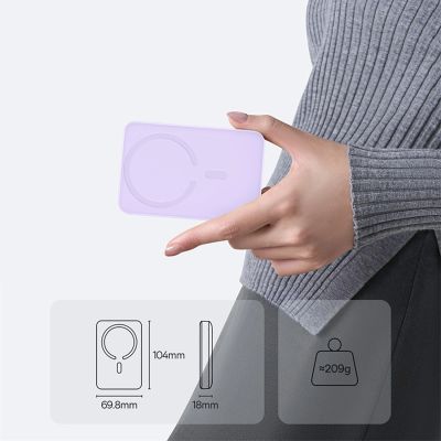 8. Powerbank Baseus EnerFill FM11 Ultra-Mini 10000mAh 22,5W indukcyjny kompatybilny z MagSafe z białym kablem Basus Simple USB-C 20V/3A 0,3m - fioletowy