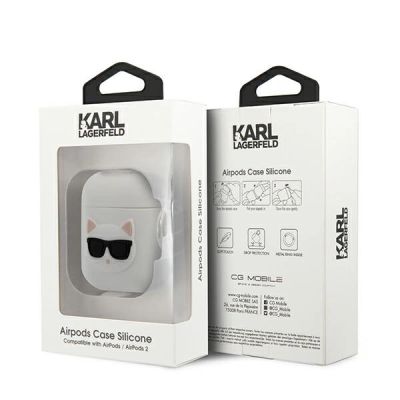 3. Etui Karl Lagerfeld Silicone Choupette na AirPods 1 / 2 Cover - białe
