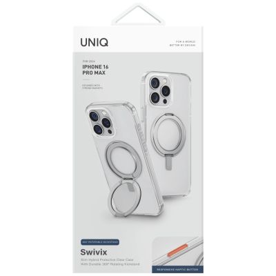 4. Etui UNIQ Swivix 360 Rotating Kickstand na iPhone 16 Pro Max - przezroczyste
