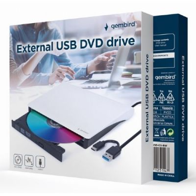 4. GEMBIRD ZEWNĘTRZNA NAGRYWARKA DVD 8X, CD 24X USB 3.1 SLIM CZARNO-BIAŁA