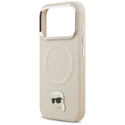 6. Etui Karl Lagerfeld Karl Pin MagSafe do iPhone 17 Pro - beżowe