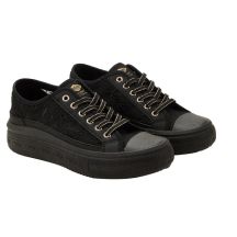 Lee Cooper buty damskie sportowe trampki czarne platforma koronkowe