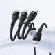11. Kabel 3w1 Baseus Flash Series 3 100W USB-C - USB-C+USB-C+Lightning 1,5m + 3 x 0,25 m - czarny