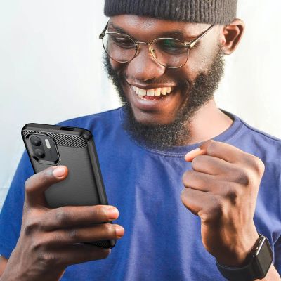 8. Carbon Case etui do Xiaomi Redmi A1+ elastyczny silikonowy karbonowy pokrowiec czarne