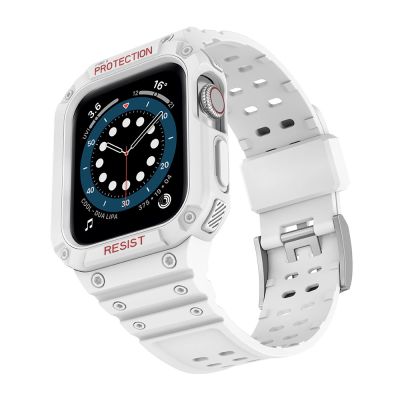 2. Pasek z etui ochronnym Protect Strap Band do Apple Watch 38 / 40 / 41 mm opaska obudowa pancerna - biały