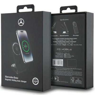 5. Ładowarka indukcyjna Mercedes Silver Stars MagSafe składana 2w1 15W - czarna