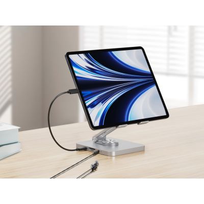 8. Uchwyt na tablet CONCEPTRONIC ze stacją dokującą 8 w 1 srebrny
