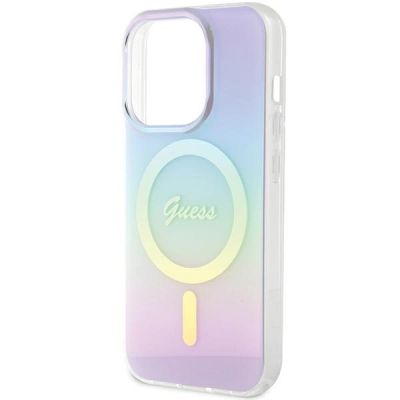 6. Etui Guess IML Iridescent MagSafe na iPhone 15 Pro 6.1" - fioletowe