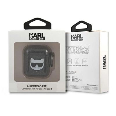 4. Etui Karl Lagerfeld Glitter Choupette na AirPods 1 / 2  - czarne