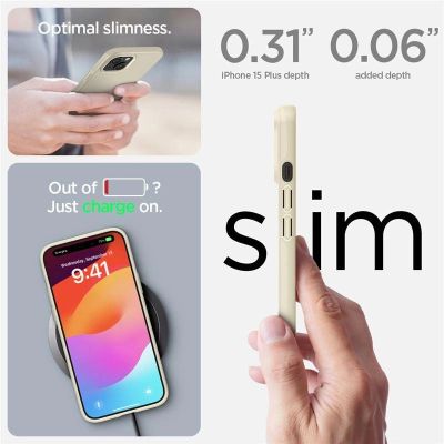 7. Etui Spigen Thin Fit na iPhone 15 Plus - beżowe