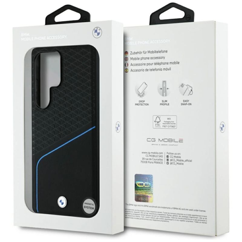 8. Etui BMW Leather Textured and Smooth MagSafe na Samsung Galaxy S25 Ultra - czarne