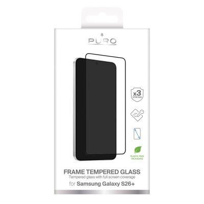 2. Szkło hartowane Puro Frame na Samsung Galaxy S26 Plus - z czarną ramką