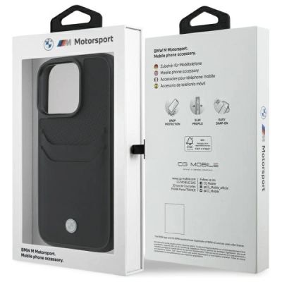 8. Etui BMW Sign Leather Cardslot na iPhone 16 Pro Max - czarne