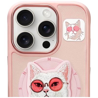 2. Etui Nimmy Glasses Cool Cat MagSafe na iPhone 16 Pro Max - różowe