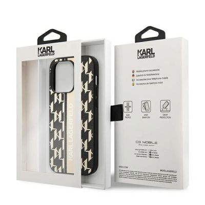 8. Etui Karl Lagerfeld Monogram Stripe na iPhone 14 Pro Max - brązowe
