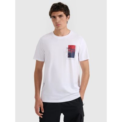 T-shirt regular z nadrukiem męski 4F 4FRAW25TTSHM3256-10S